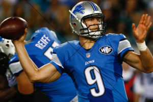 Matthew Stafford Throwing Under Lights – Lions NFL Photo Print 6" x 4