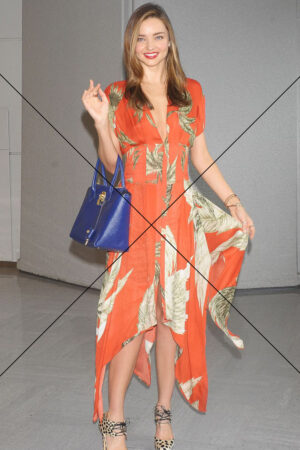 Miranda Kerr in Orange Tropical Print Dress with Blue Handbag Photo Print 6" x 4"