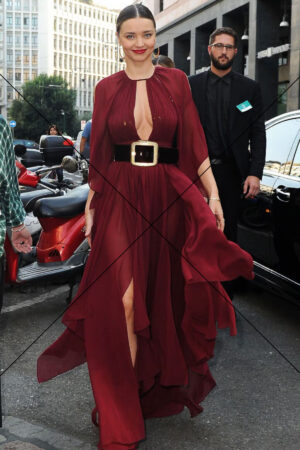 Miranda Kerr – Stunning in Burgundy with Gold Buckle Belt Photo Print 6"x4"