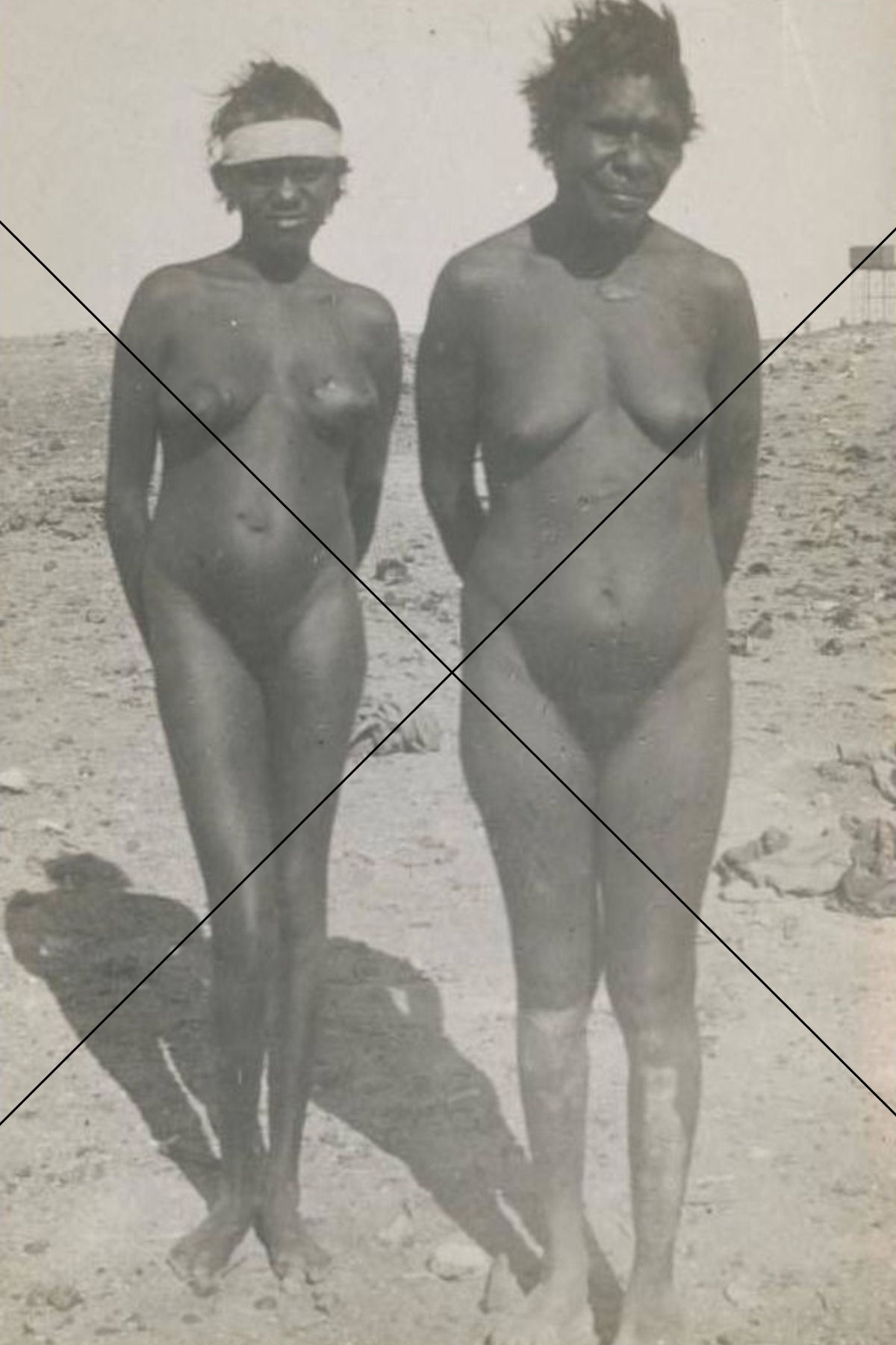 Two Aboriginal Women Standing in Desert – Rare Historic Photo Print 6"x4"