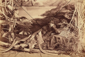 Aboriginal Man Reclining in Nature – Early Studio Portrait Photo Print 6"x4"