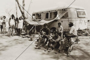 Aboriginal Camp Life – Playing Guitar Beside Caravan Photo Print 6"x4"