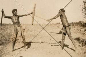 Australian Aboriginal Men Combat with Waddies Western Australia 1923 Photo Print 6" x 4"