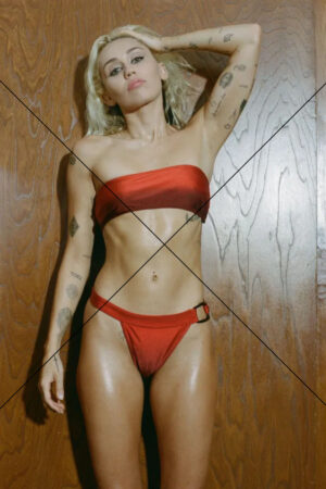 Miley Cyrus Red Bikini Wall Pose Photo Print 6" x 4"