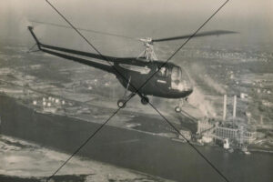 Vintage Helicopter Over Industrial Area Photo Print 6" x 4"