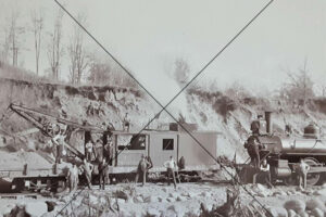 Steam Train and Workers at Construction Site Photo Print 6" x 4"