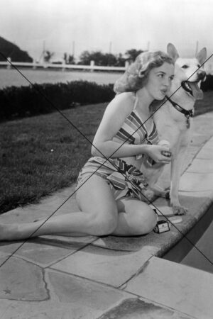 Young Marilyn Monroe Sitting By Dog Photo Print 6" x 4"