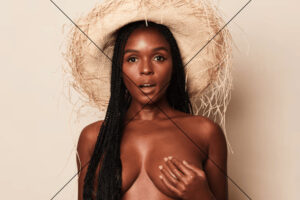 Janelle Monae Topless Wearing Straw Hat Photo Print 6" x 4"