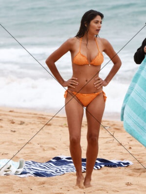 Pia Whitesell in Orange Bikini on Beach Photo Print 6" x 8"