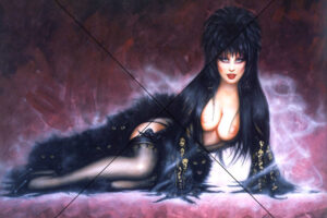 Elvira Vampire Mistress Lying with Cats Photo Print 6" x 4"
