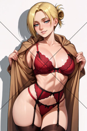 Blonde Anime Girl in Red Lingerie Cartoon Photo Print 6" x 4"
