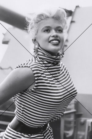 Jayne Mansfield in Stripes Glamour Pose Photo Print 6" x 4"