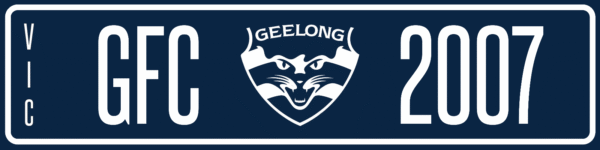 AFL Geelong FC (2007 Premiers) Metal Number Plate Man Cave Signs