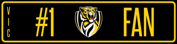 AFL Richmond Football Club (#1 FAN) Metal Number Plate Man Cave Signs