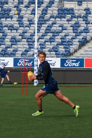 George Stevens, Geelong Player On Field Holding Football 6" x 4" Photo Print