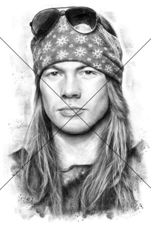 Axl Rose Portrait Sketch Photo Print 6" x 4"