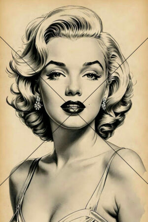 Marilyn Monroe Vintage Drawing Style Photo Print 6" x 4"