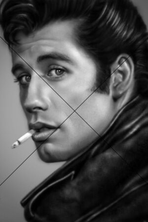 John Travolta Smoking Grease Style Sketch Print 6" x 4"