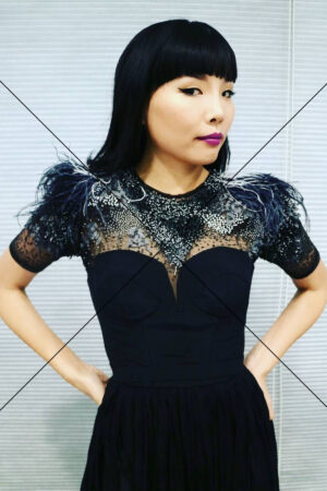 Dami Im in Sparkling Feathered Dress with Bold Lip Photo Print 6" x 4"