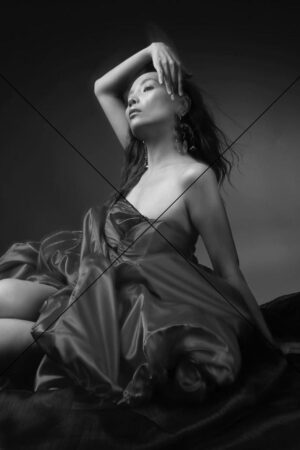 Dami Im Artistic Black & White Draped Dress Pose Photo Print 6" x 4"