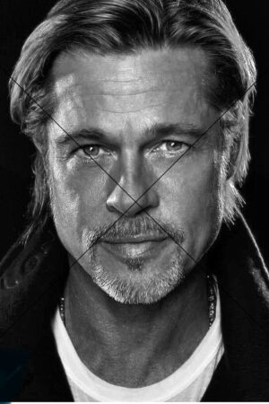 Brad Pitt in Classic Black and White Portrait Photo Print 6" x 4"