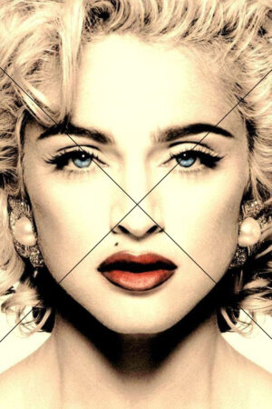 Madonna Close-Up with Blue Eyes and Red Lips Photo Print 6" x 4"