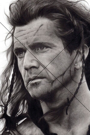 Mel Gibson Braveheart Character Pencil Drawing Photo Print 6" x 4"