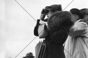 Woman Observing Race with Umbrella Melbourne Cup 1936 Photo Print 6" x 4"
