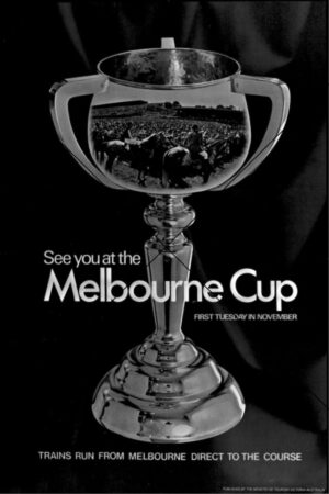 Melbourne Cup Poster with Trophy Reflection Photo Print 6" x 4"