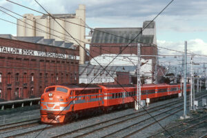 North East Train Passing Younghusband Buildings 1983 Photo Print 6" x 4"