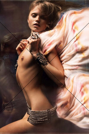 Abbey Lee Kershaw – Artistic Nude with Flowing Fabric Photo Print  6" x 4"