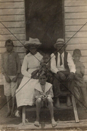 Aboriginal Family On Porch Early 1900s Photo Print 6" x 4"