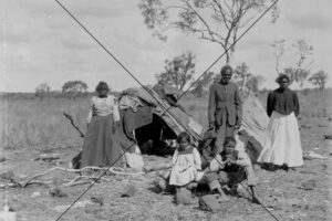 Aboriginal Family Outside Camp Hut Photo Print 6" x 4"