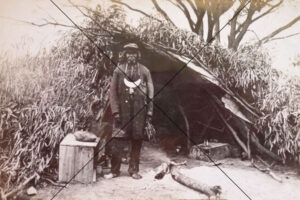 Aboriginal Man At Hut With Crescent Necklace Photo Print 6" x 4"