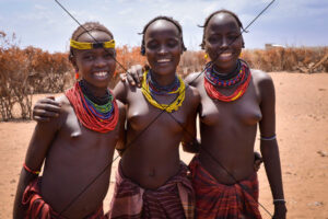 Smiling Dassanech Girls, Omorate, Ethiopia - Photo Print 6" x 4"