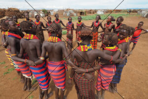 Dassanech Girls in a Circle Dance, Omo Valley - Photo Print 6" x 4"