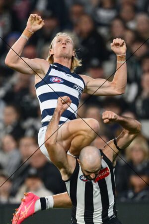 Ollie Dempsey Screamer Over Sidebottom Geelong v Collingwood 3 Photo Print 6" x 4"