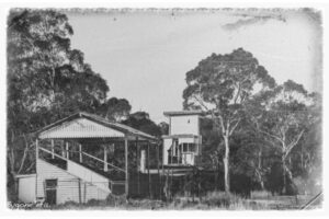 The Old Pambula Racecourse Grandstand and Race-caller box at the finish line. 6" x 4" Photo Print