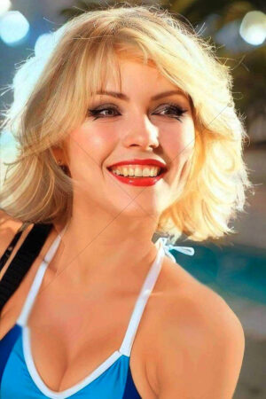 Debbie Harry Smiling in Blue Swimsuit 6" x 4" Photo Print