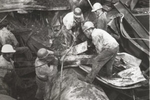 Workers Amidst Rubble of West Gate Collapse 6" x 4" Photo Print