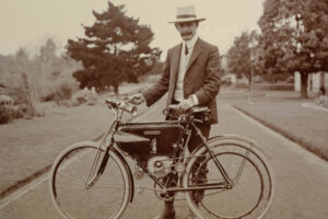 Man in Suit with Early Motosacoche Motorcycle 6" x 4" Photo Print