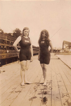 Mina Wylie with Fellow Swimmer on Deck 6" x 4" Photo Print
