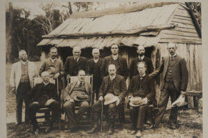 Group of Men by a Weir / Water Cascade 6" x 4" Photo Print