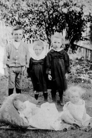 Portrait Of Five Children In A Yard 1900–1910 6" x 4" Photo Print