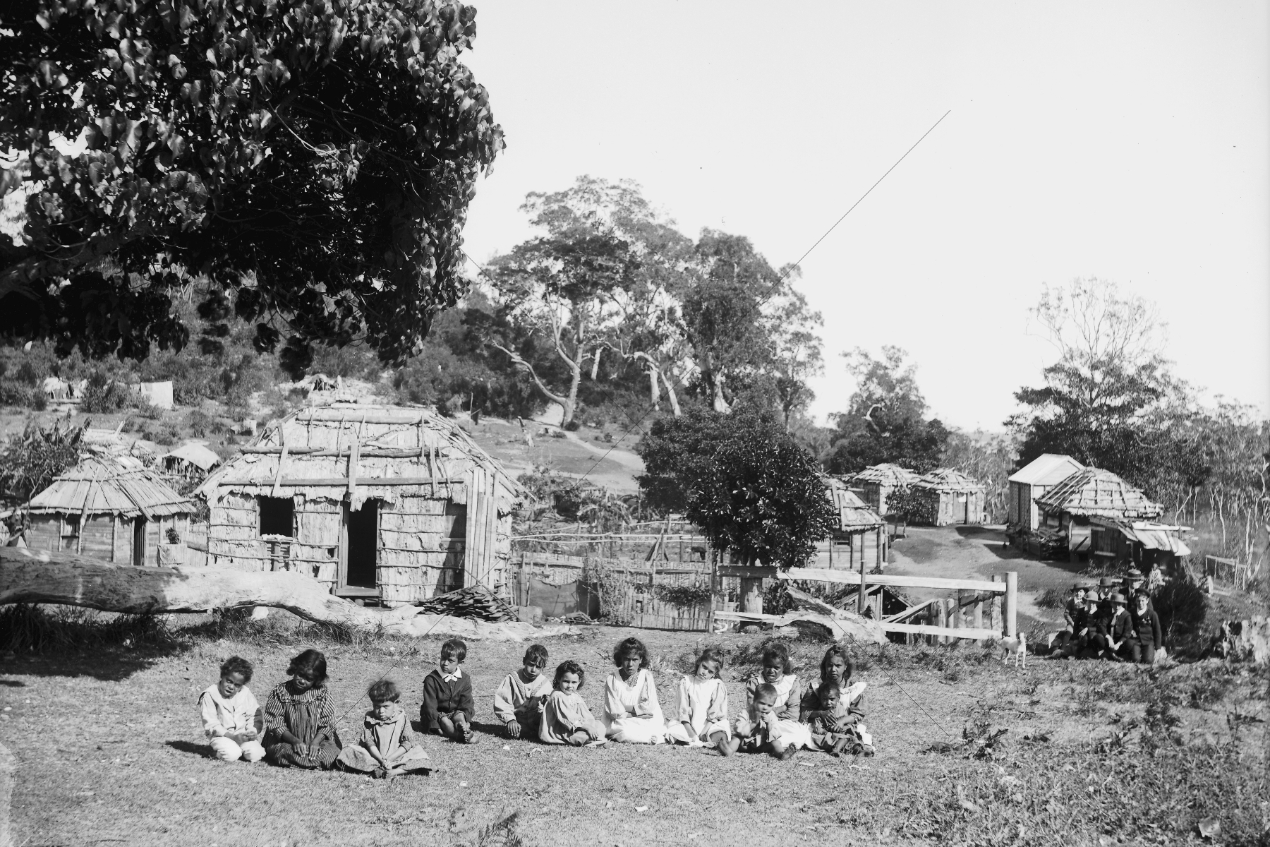 Aboriginal Children Sitting In Front Of Bark Houses In Queensland 1880s 1900s 6" x 4" Photo Print