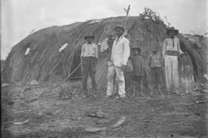 Aboriginal Men And Boys In Front Of A Grass Hut Near Bundaberg 6" x 4" Photo Print