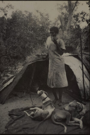 Australian Aboriginal Woman Smoking A Pipe Standing At The Entrance To Her Home Coen 1936 6" x 4" Photo Print