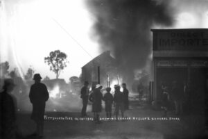 Onlookers Watch A Fire Burning In The Main Street Of Pittsworth 6" x 4" Photo Print