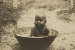 Baby Girl Sitting In A Large Bowl Ravenshoe O 6" x 4" Photo Print