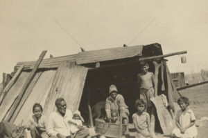 Family Sitting Outside Their Hut Woorabinda 6" x 4" Photo Print
